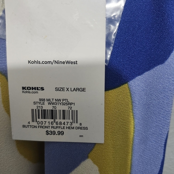 Nine West Womens Sleeveless Mini Dress Ruffle Hem Size XL New With Tags - Picture 5 of 8